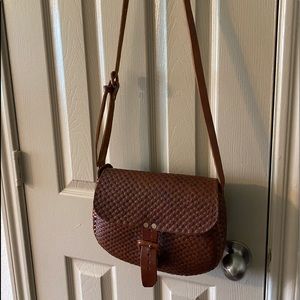 Real leather woven crossbody